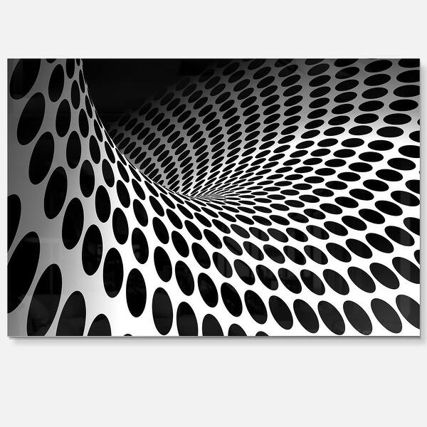 Waves and Circles Black nْ White Abstract Art Glossy Metal Wall Art