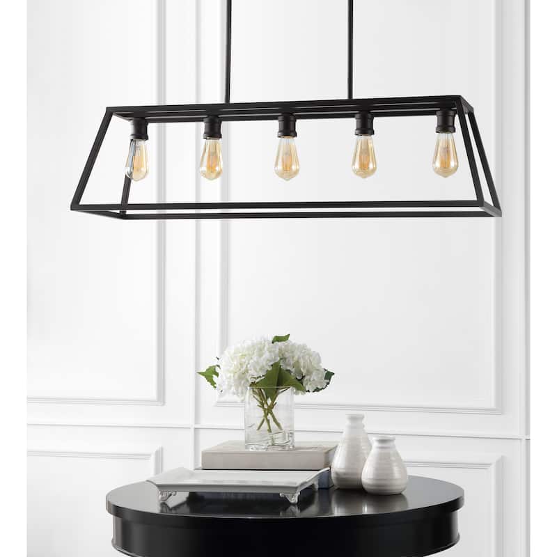 Staunton 38" 5-Light Adjustable Iron Farmhouse Vintage LED Dimmable Pendant, by JONATHAN Y