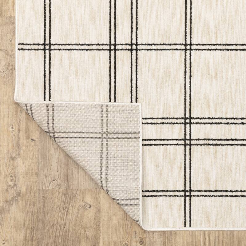 Hansel Updated Plaid Beige/ Black Area Rug