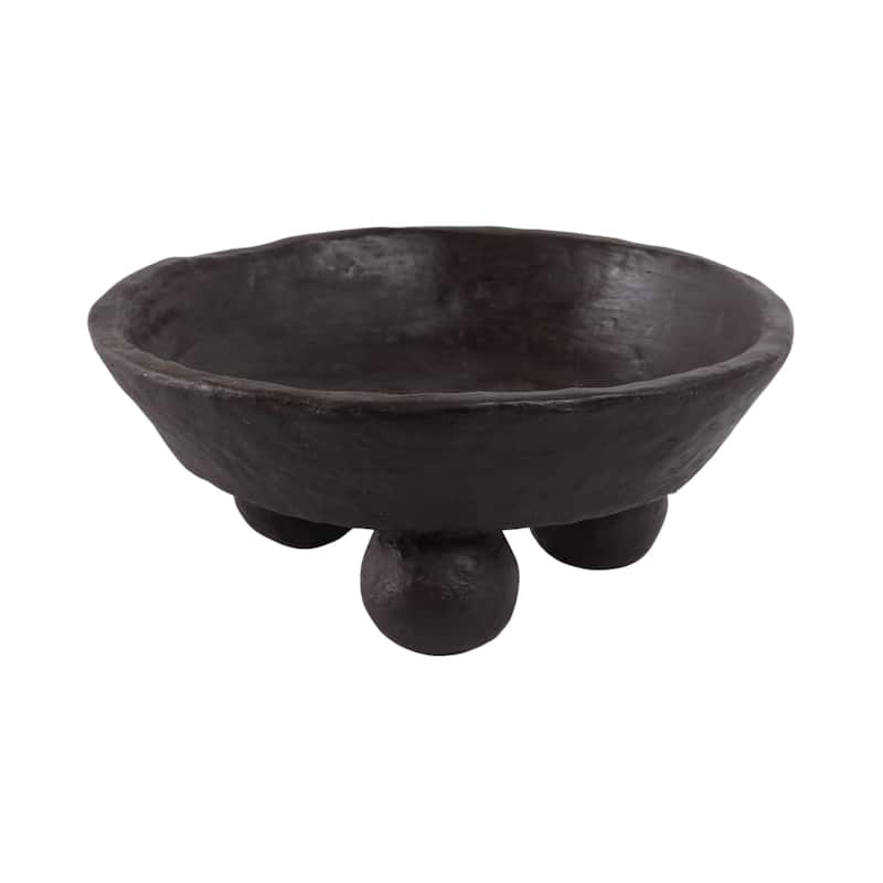 Decorative Textured Bowl with Triple-Sphere Feet Base