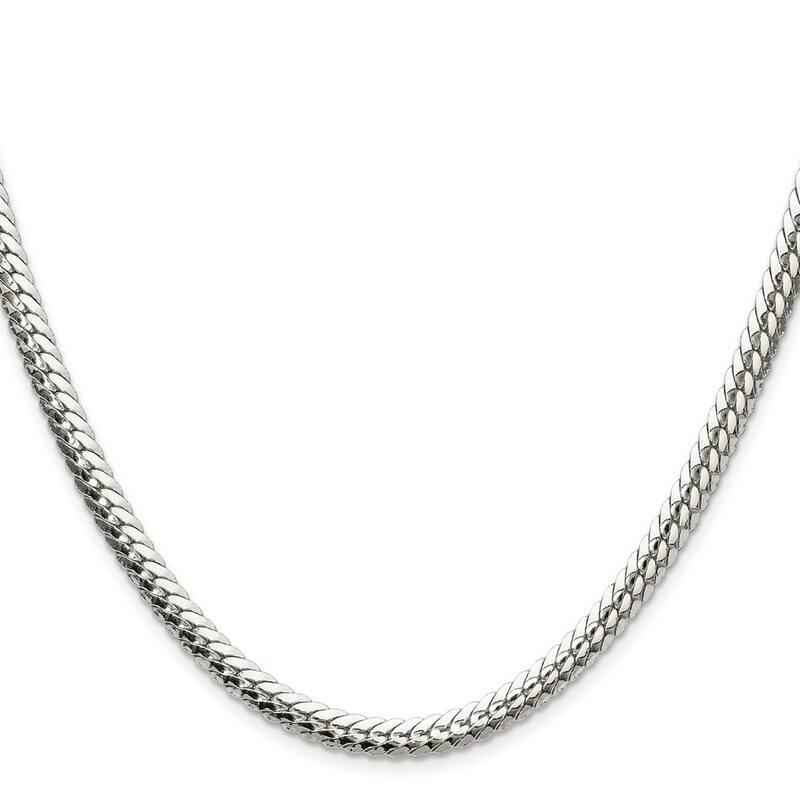 Curata 925 Sterling Silver 5.1mm Double Oval Flat Curb Chain Necklace for Men