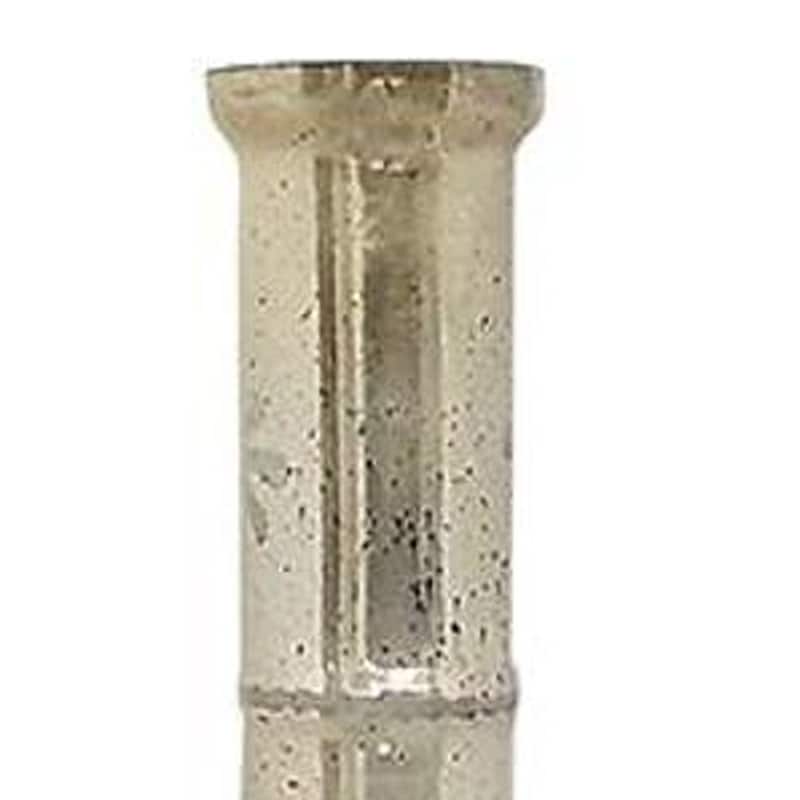 35" Silver Floral Glass Cylinder Floor Vase - 11.40
