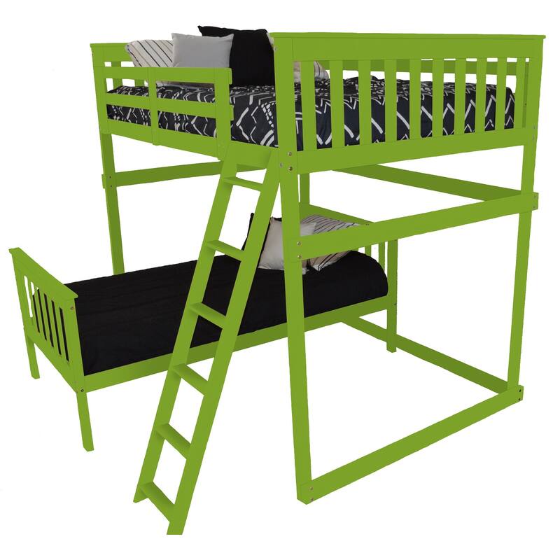 Pine Full Mission Loft Bed with Side Ladder