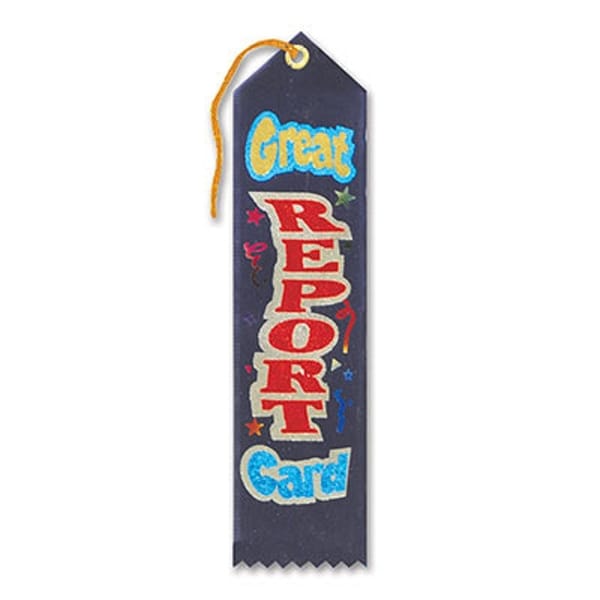 Pack of 6 Dark Blue "Great Report Card Award" School Award Ribbon Bookmarks 8" - N/A