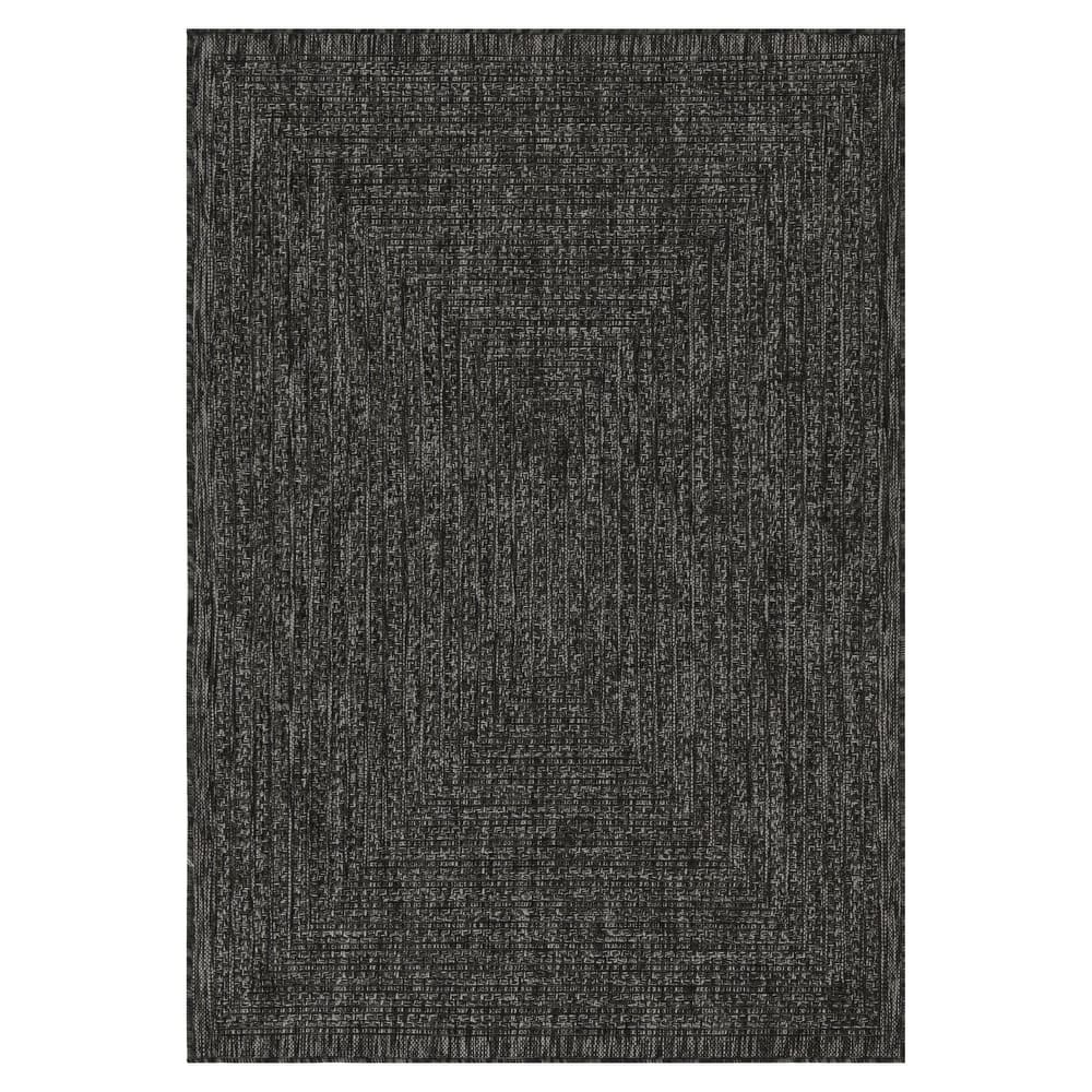 Indoor/Outdoor Area Rug/ Runner/ Doormat- Natural & Black & Red & Ivory Color -Machine Washable, Weather and UV Resistant-Viola