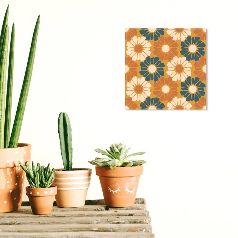 Wynwood Studio Canvas Abstract Counting Flowers Brown and Ochre Modern & Contemporary Wall Art Canvas Print - 12 x 12