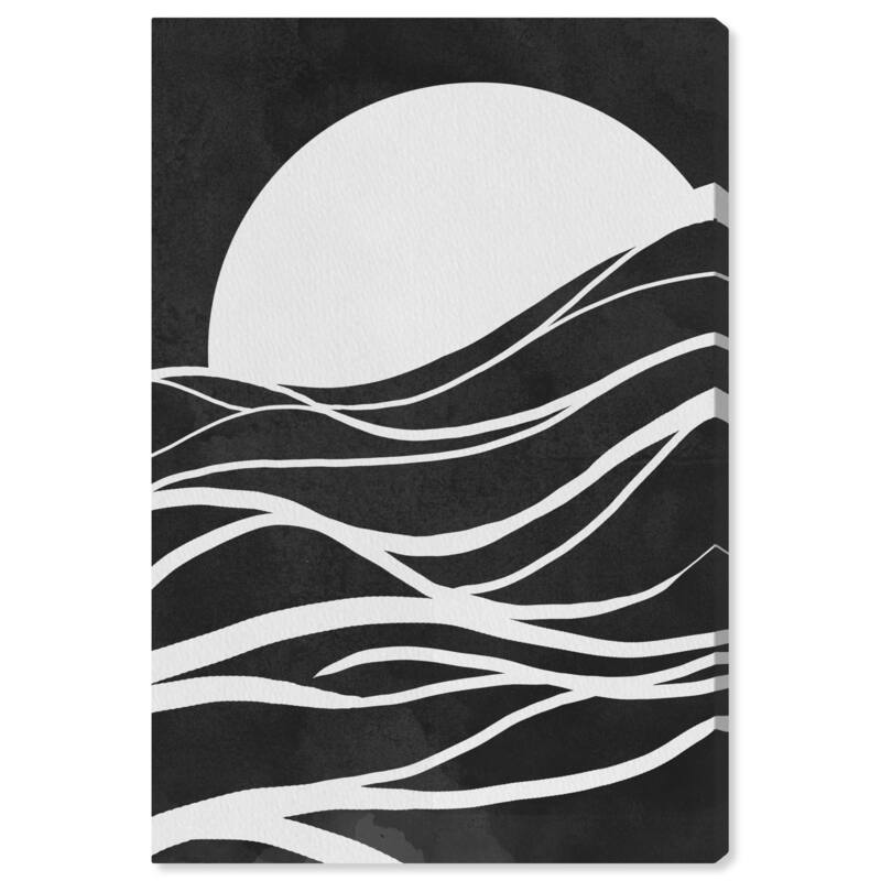 Oliver Gal Abstract Sunset Tide Black and Modern & Contemporary Wall Art Canvas Print