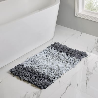 VCNY Home Grey/White Ombre Cotton Paper Shag Bath Rug