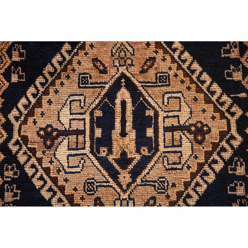 Handmade Oriental Vegetable Dye Qashqai Persian Vintage Area Rug - 4'0"x 8'4"
