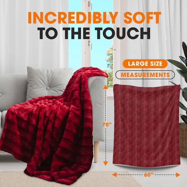 dimension image slide 5 of 31, Cheer Collection Faux Fur/ Microplush Reversible Throw Blanket