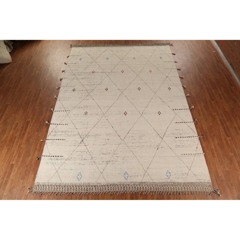 Earth Tone Moroccan Oriental Large Area Rug Handmade Wool Carpet - 10'1"x 14'8"