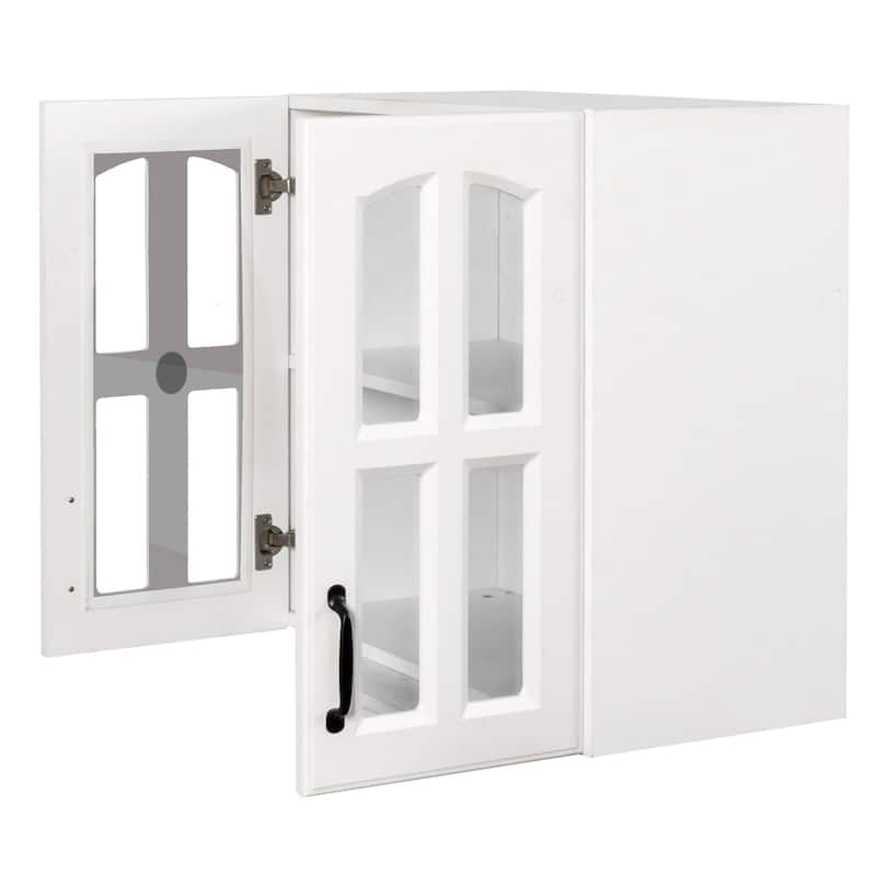 Glass Door Wall Cabinet - Floating Display Cabinet with Shelves for Kitchen, Bathroom, Living Room