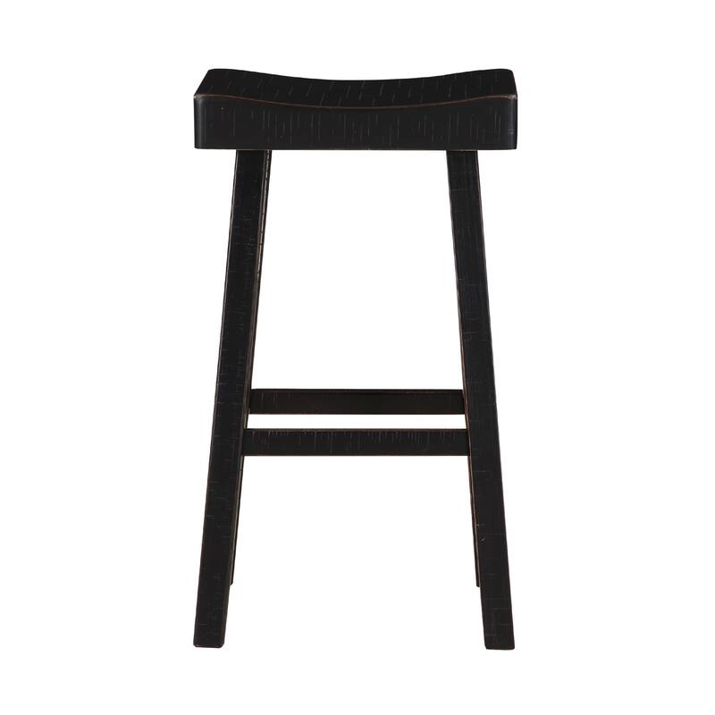 Casy 4pc Bar Height Table Set, 3 Contoured Stools, Black Rubberwood