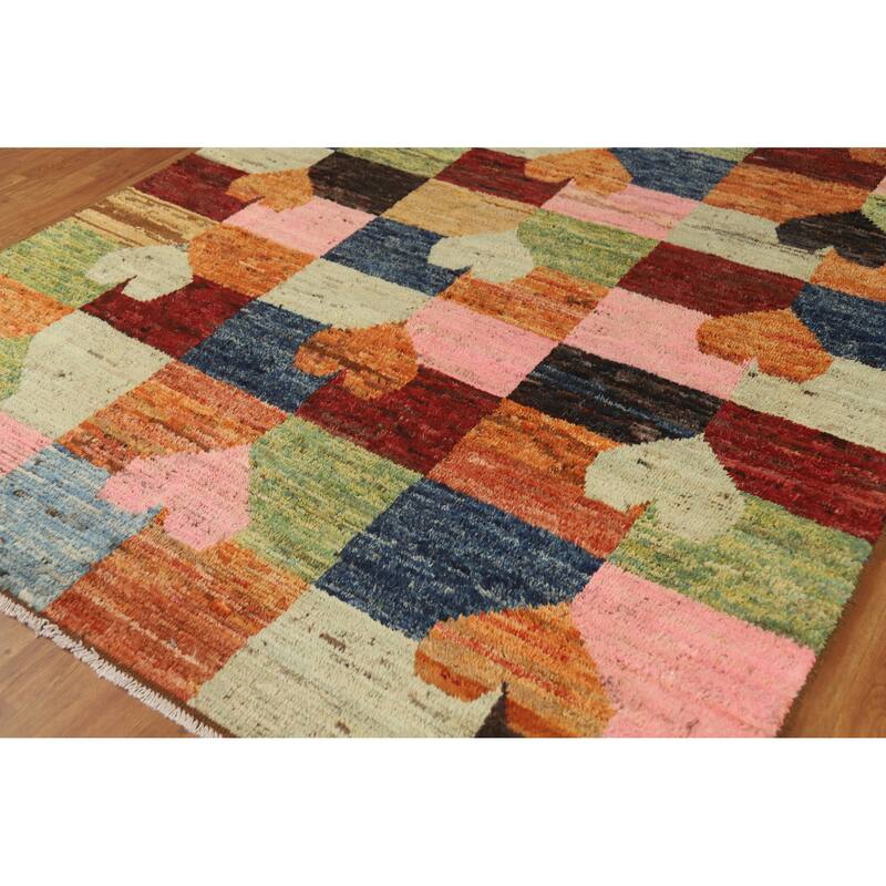 Checkered Moroccan Oriental Area Rug Handmade Bedroom Wool Carpet - 6'11" x 10'0"