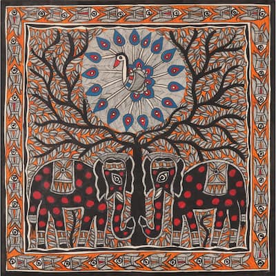 Novica Handmade Together In Heaven Madhubani Painting