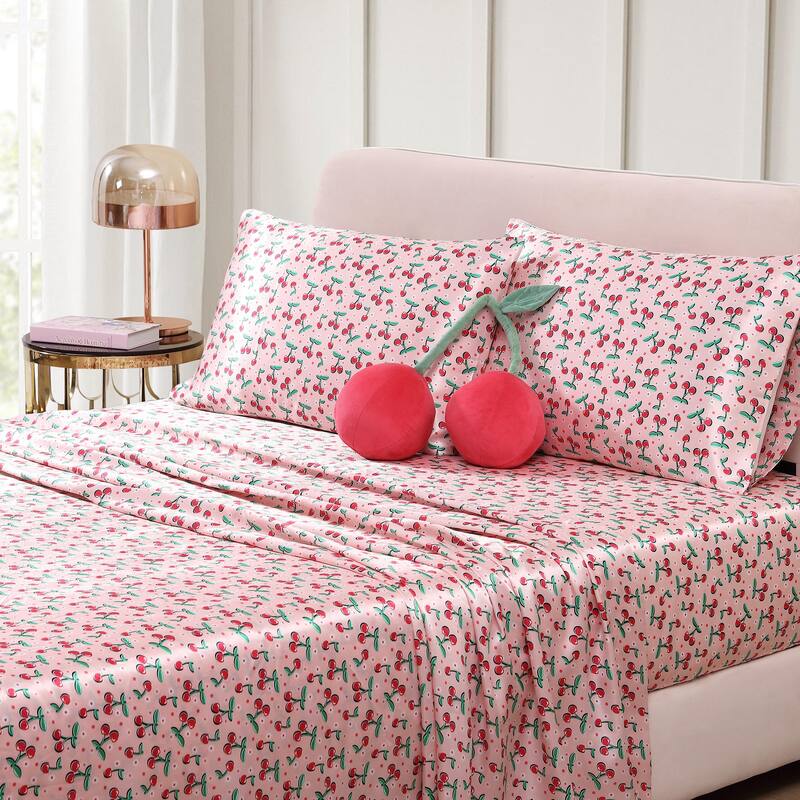 Betsey Johnson Velvety Soft Plush Novelty Throw Pillows - Cherries, Heart or Bow Decorative Pillows