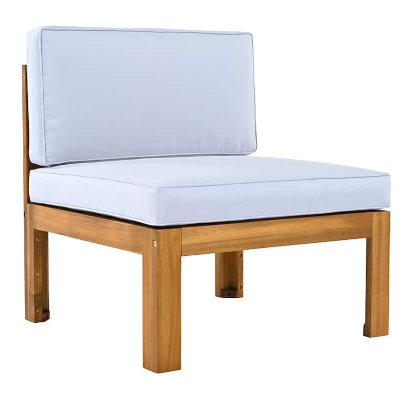 5 Piece Outdoor Patio Furniture Set, All Weather Outdoor Conversation Set, Wooden Sectional Sofa Set with Coffee Table