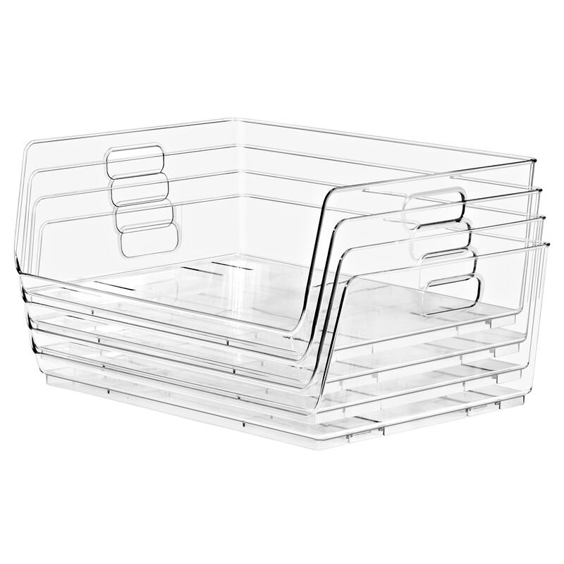 Sorbus Stackable Storage Bins Acrylic Open Front Clear Stackable Storage Bins for Pantry Kitchen (Large)