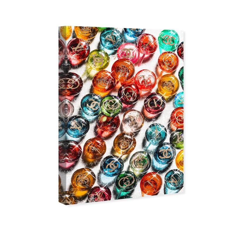 Wynwood Studio Fashion and Glam The Fashionista Crystal Pebles Orange and Wall Art Canvas Print