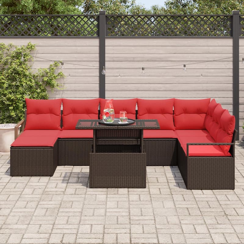 vidaXL 9 Piece Garden Sofa Set with Cushions - 113×69.7×27.2