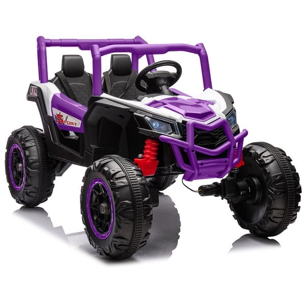 slide 2 of 40, 24V 2 Seats Ride on UTV with Remote Control for Kids Purple