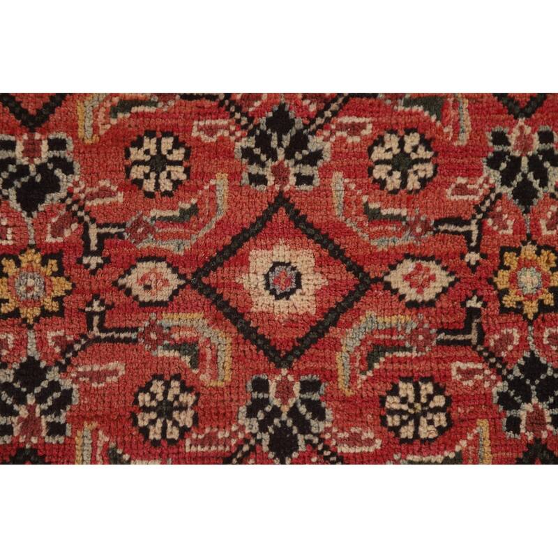 Hand Knotted Oriental 100% Wool Carpet Traditional All-Over Red Mahal Runner Rug - 10' 3'' X 3' 5''