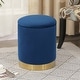 preview thumbnail 59 of 88, Adeco Round Storage Ottoman Footrest Stool Velvet Gold Plating Base