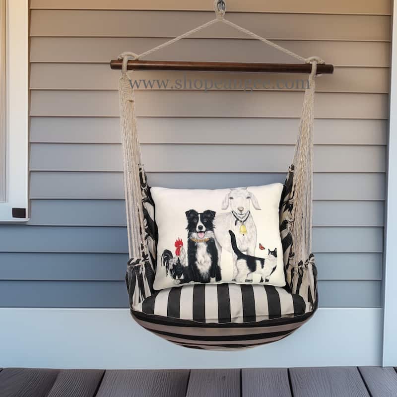 Magnolia Casual Swing Set 4 piece - True Black Stripe w/ Dog and Farm Animals