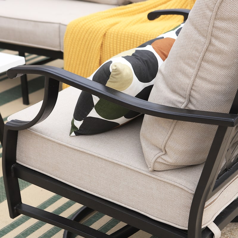 MAISON ARTS Patio Conversation Sets 5/7/9-Seat, Sofa Set with 2 Single Sofa Chairs, 3-Seater Sofa, Ottoman and Coffee Table