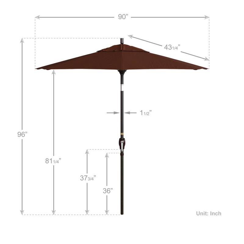 California Umbrella 7.5' Round Crank Lift Push Button Tilt Bronze Aluminum Patio Umbrella with Olefin Royal Blue Fabric