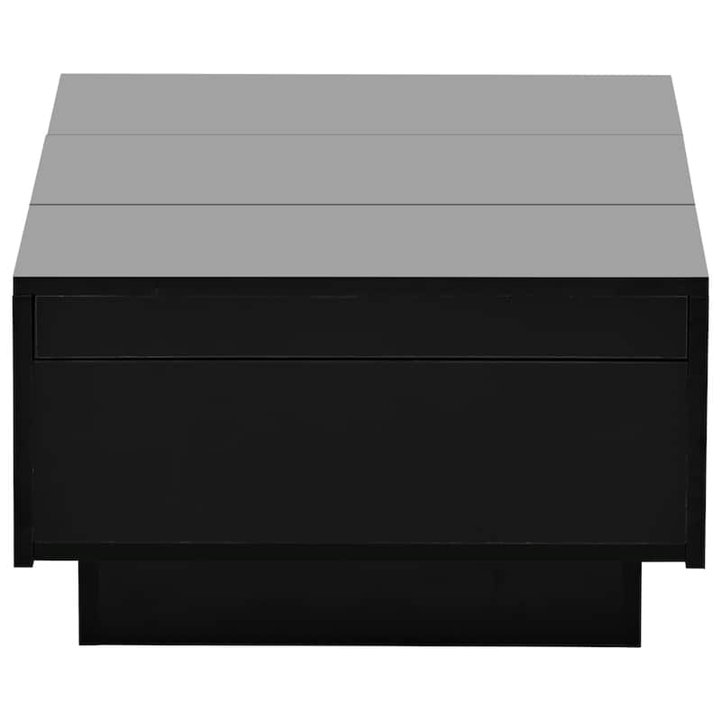 White Coffee Table with Hidden Storage, Extendable Sliding Top, 2 Drawers, 39.3" Modern Living Room Table