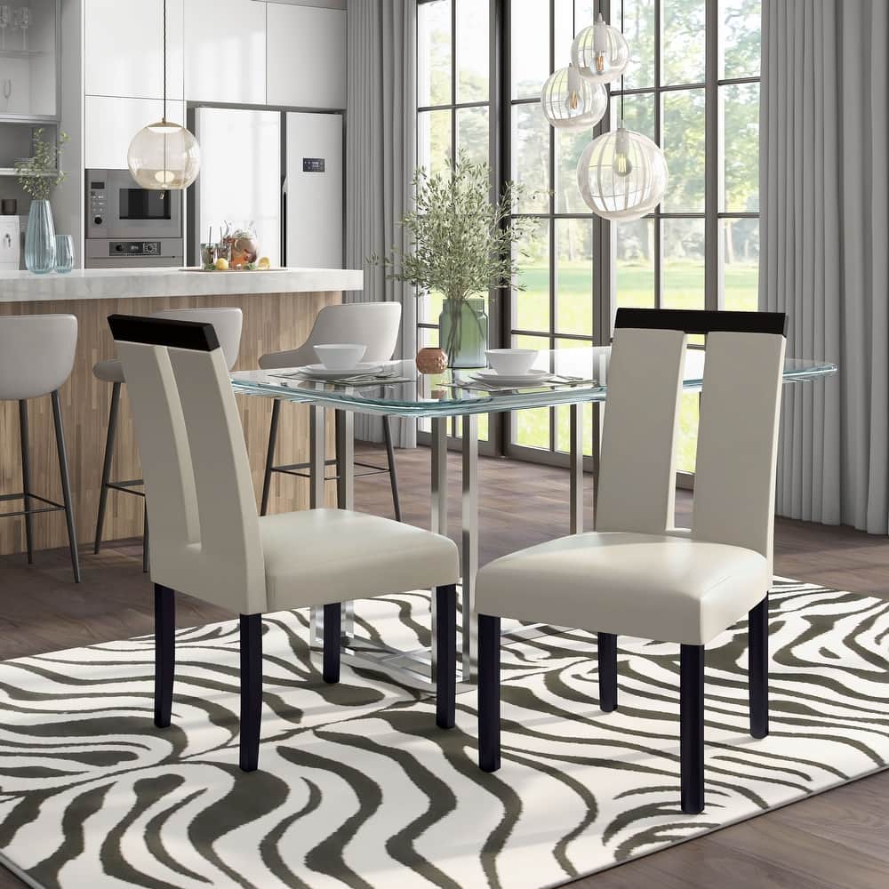 Furniture of America Lumina Modern White Upholstered Dining Chairs (Set of 2)