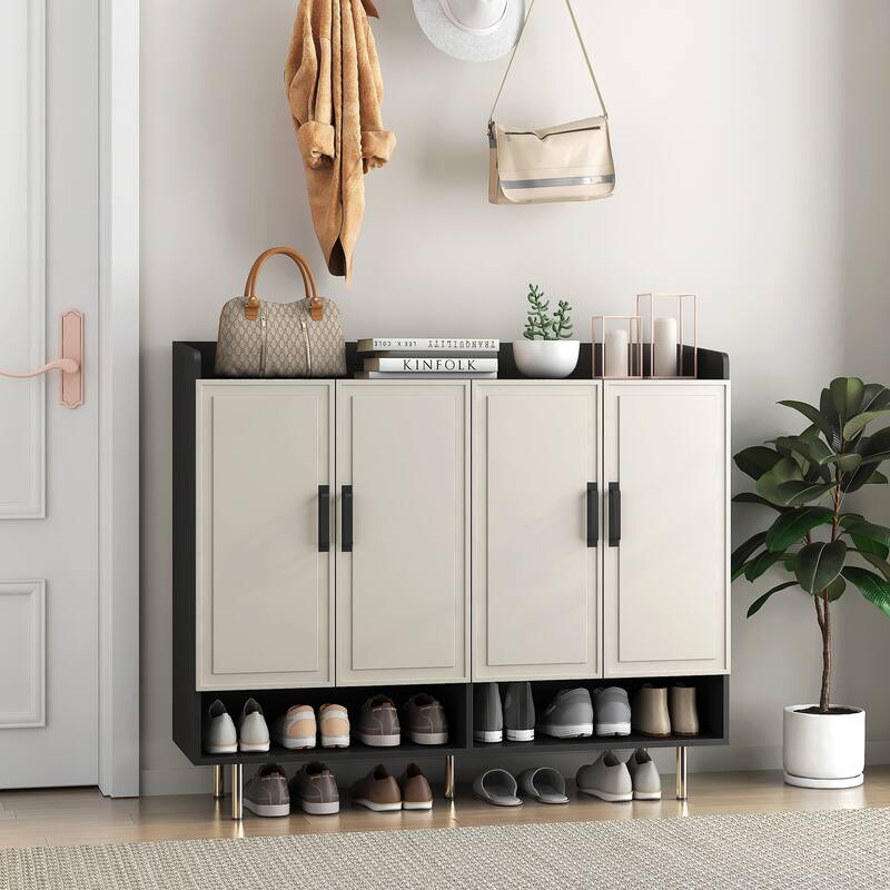 GDFStudio - Martin Large Modern Shoe Storage Cabinet with Adjustable Shelves and Multi-Door Design - Sideboard,Shoe Cabinet
