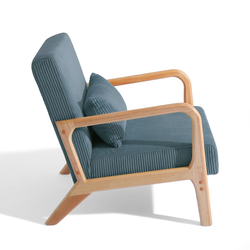 Modern Upholstered Accent Chair with Wood Legs Set of 2
