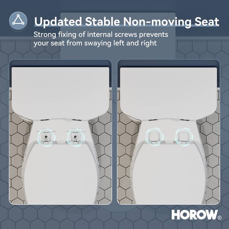 HOROW 2 Piece ADA Height Single Flush Elongated Toilet White 1.28 GPF Strong Flush Soft Close Seat - 17 Inch