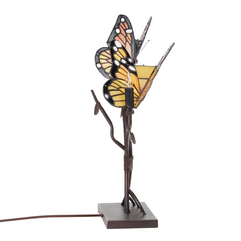 River of Goods Lydia 20.5-Inch Stained Glass Butterfly Table Lamp - 12" x 6.5" x 20.5"