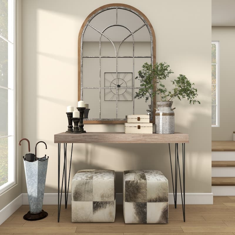 Gray Metal Galvanized Umbrella Stand with Copper Base and Handle