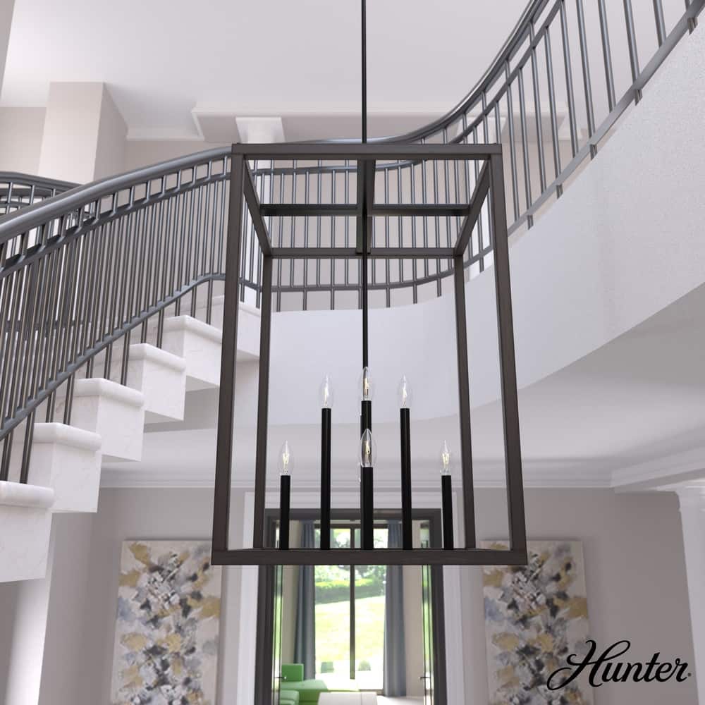 Hunter Squire Manor Pendant - Foyer, Island, Dining Room - Candle, Cage, Modern Farmhouse, Lantern