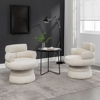 SEYNAR Modern Upholstered Round Swivel Comfy Accent Barrel Chair Set of ...