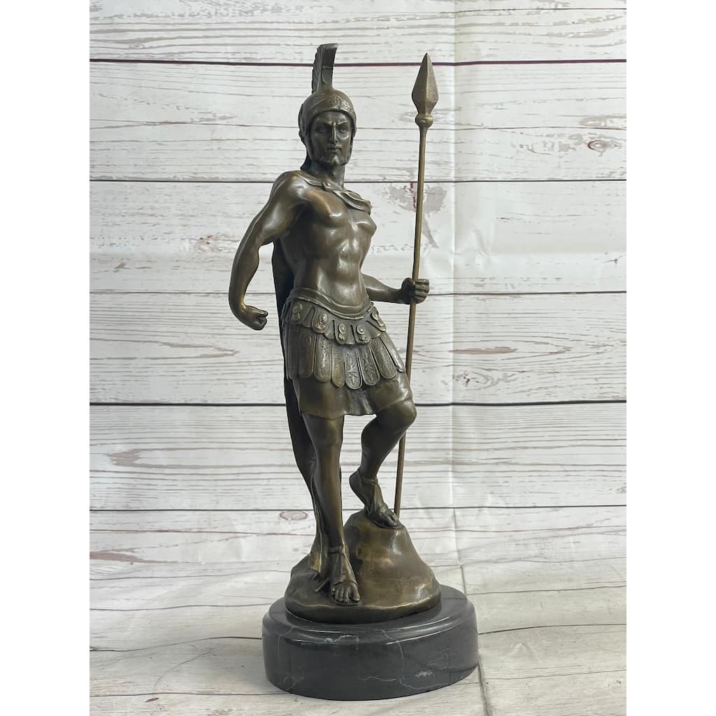 Vintage Signed Knight Warrior Bronze Statue Dalou Deco Sculpture Figurine Art