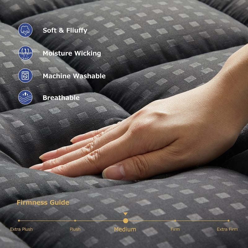 Soft Washable Embossed Square Pattern Fitted Mattress With Deep Pocket