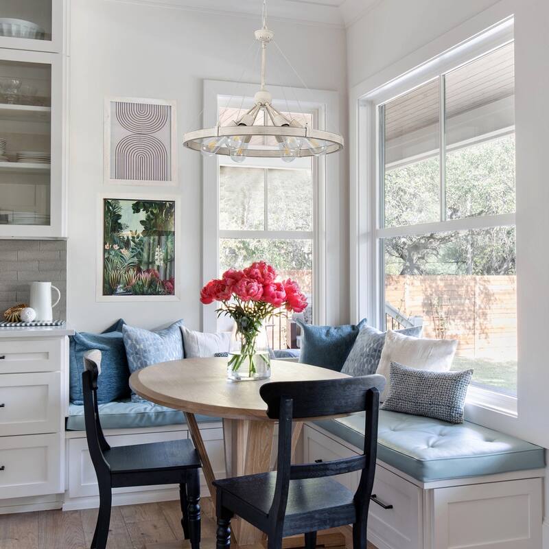 6-Light Dimmable Sputnik Chandelier, Farmhouse Wagon Wheel Chandelier for Dining Room Living Room Bedroom Kitchen