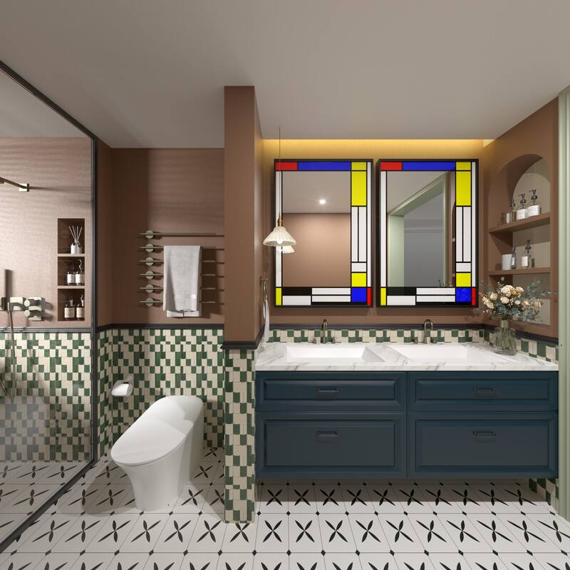 Window Pane Wall Decor Bathroom Vanity Mirror Mounted
