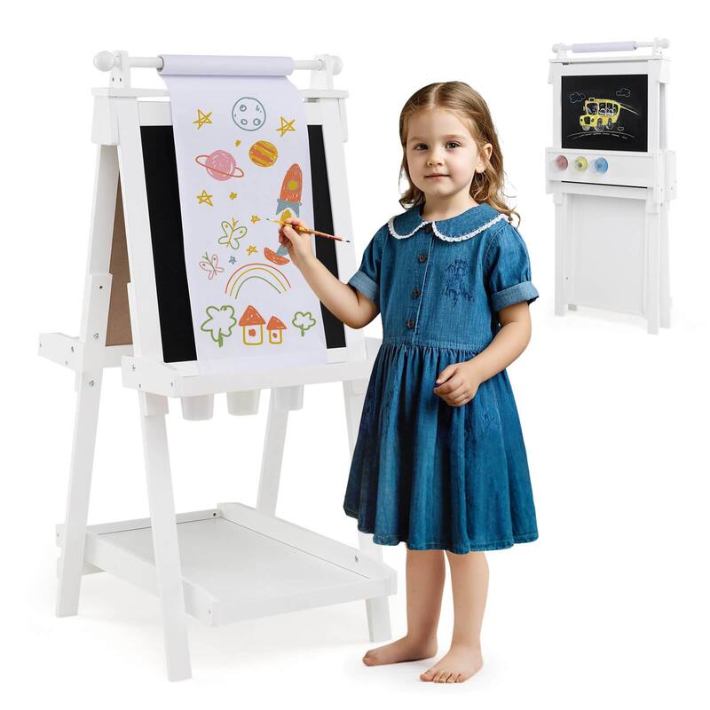 Costway Foldable Easel for Kids 3-in-1 Double-sided Art Easel with - See Details