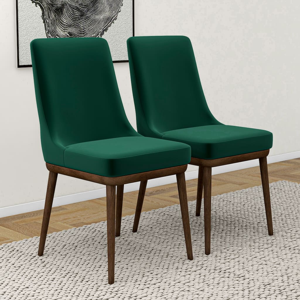 Belladonna Mid-Century Polyester Blend Dining Chair in Green (Set of 2)