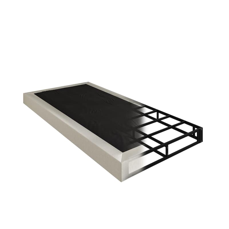 Clayfell Walpi 5" Metal Box Spring / Bed Foundation - Warm Gray/Black, Durable Metal Construction