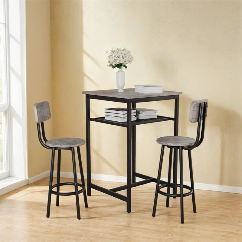 Bar Table,Equipped with 2 Bar Stools ,with Backrest and Partition