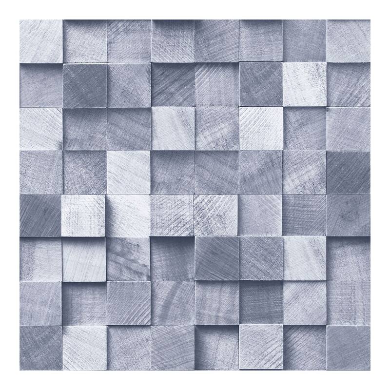 ESTA Home Tevye Blue Wood Geometric Wallpaper - 20.5 x 396 x 0.025