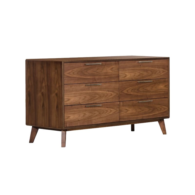 HomeRoots 51" Brown Solid and Manufactured Wood Six Drawer Double Dresser