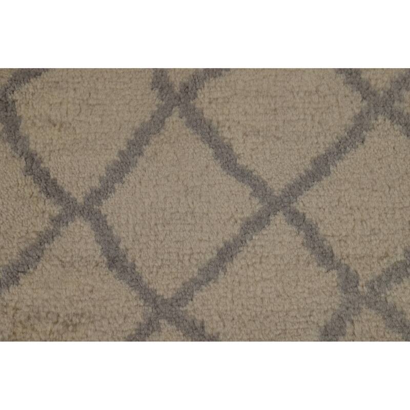 All-Over Trellis Moroccan Oriental Area Rug Hand-Knotted Wool Carpet - 5'0" x 8'1"